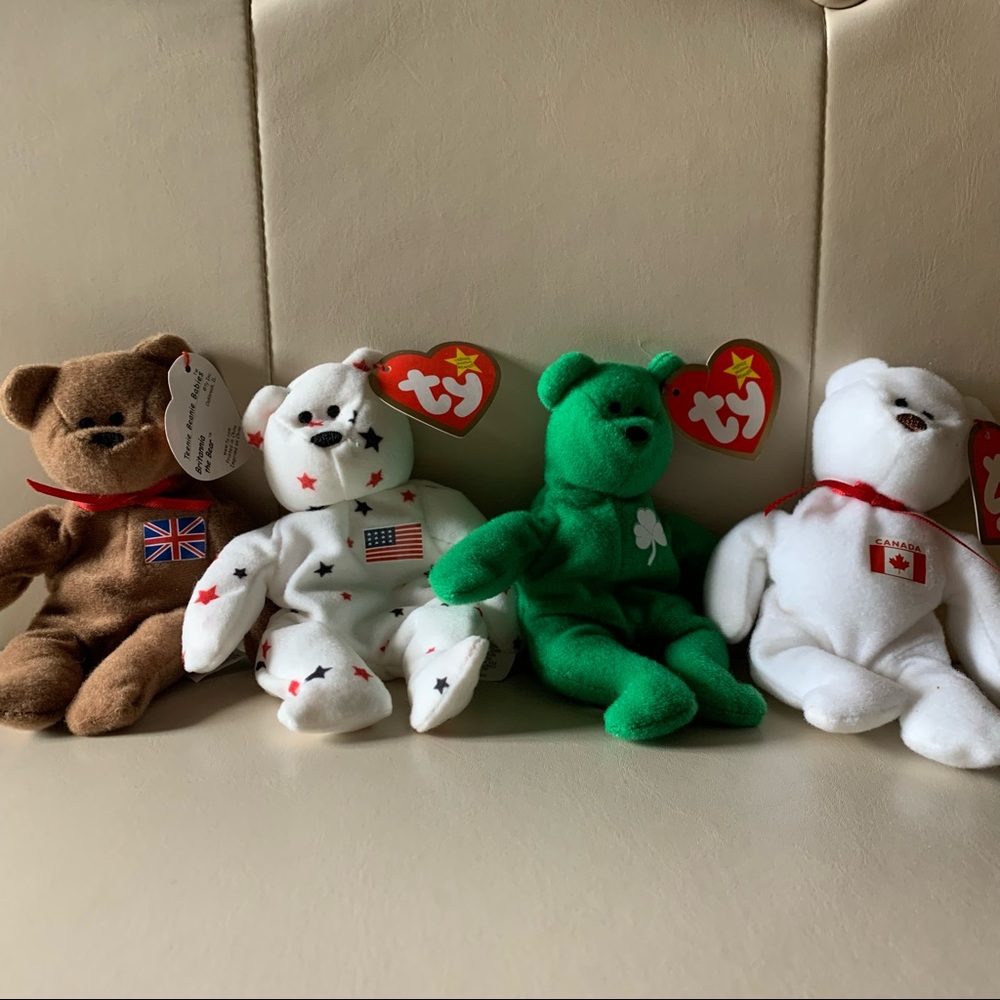 4 Teenie Beanie Baby Bears